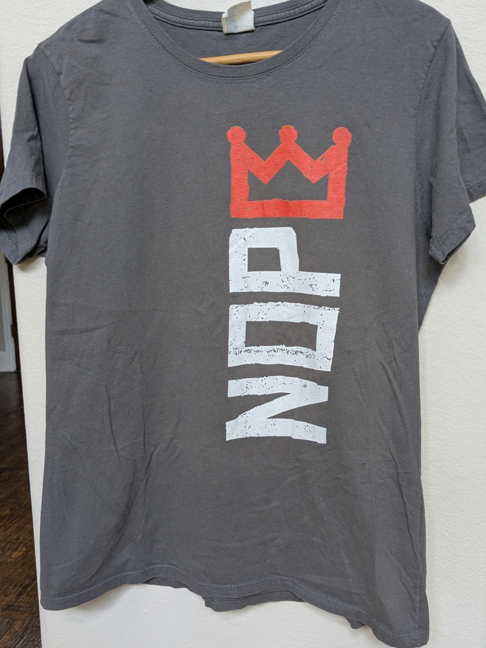 Portmans Gray Short-Sleeve Tee with Red Crown Graphic